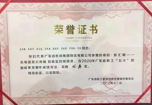 新突破！物流公司荣获2020年广东省职工“五小”创新成果竞赛优秀组织单位称号